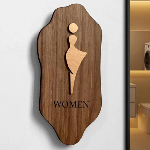 Wooden toilet sign - Women